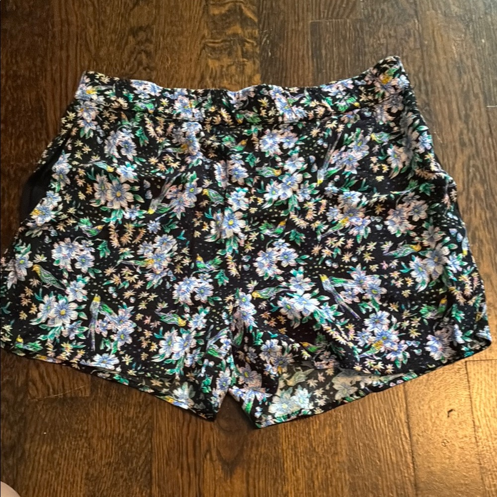Anthropologie Black Floral Shorts